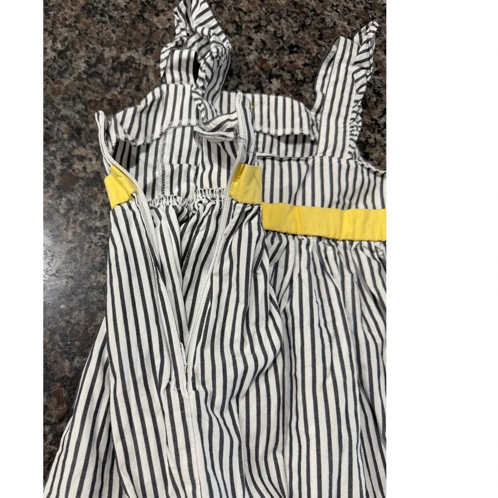 Gymboree Girls‎ 3T Navy White Striped Bumblebee Cotton Dress Yellow Bow Ruffle
